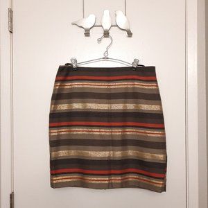 Banana Republic- Metallic Gold, Orange & Brown Striped Mini Skirt